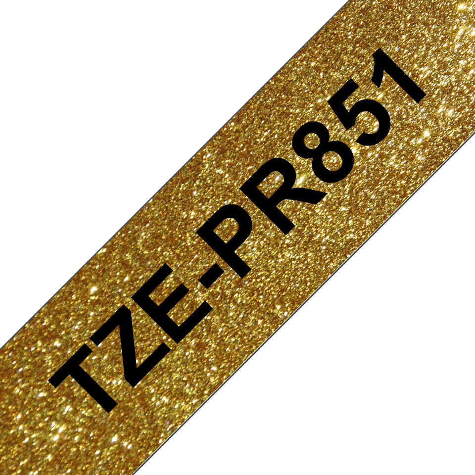 Casetă cu bandă de etichete originală Brother TZe-PR851 – negru pe auriu sclipitor, lățime de 24mm